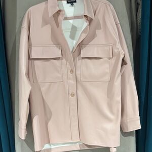 Steve Madden Blush Pink Faux Leather Shirt Jacket